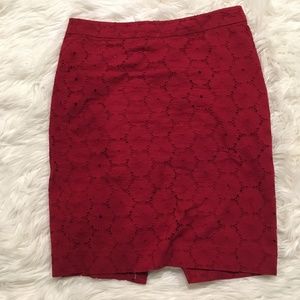 J. Crew red eyelet pencil skirt